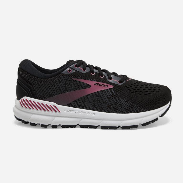 Brooks Addiction Gts 15 Womens Road Running Shoes - Black/Ebony/grey Charcoal/Mauvewood Burgundy - P